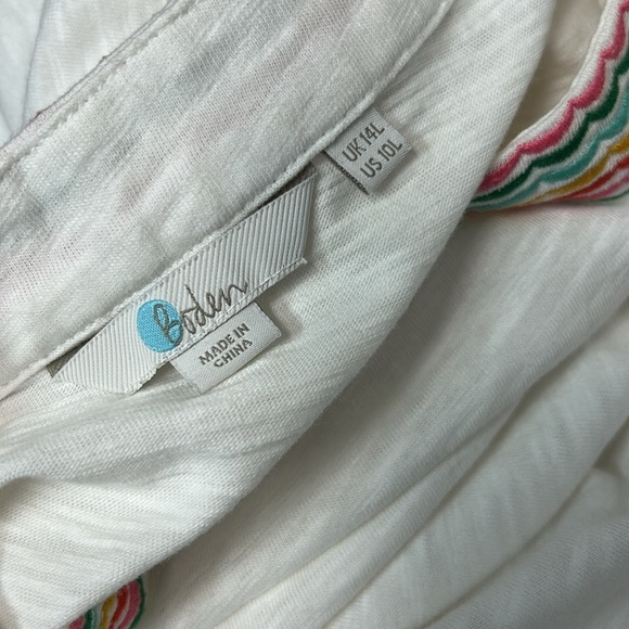 Trim Boden Sena Dress womens 10L white embroidered coastal boho colorful beach - Picture 11 of 11